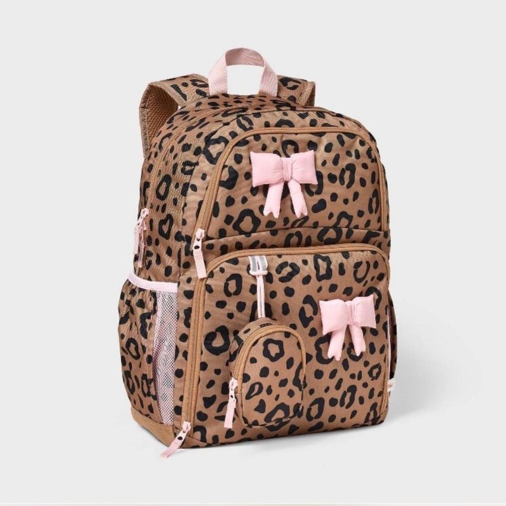 Cat & jack x target cheetah print backpack with pink bow details